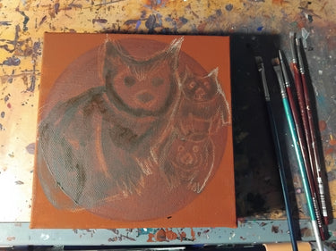 'Australian Wombat and Baby' Original Painting by Mirree Contemporary Dreamtime Animal Dreaming
